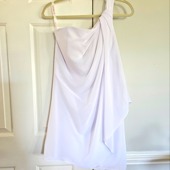 JJs House Dresses & Skirts - One Shoulder Short Chiffon Cocktail Dress with Ruffle